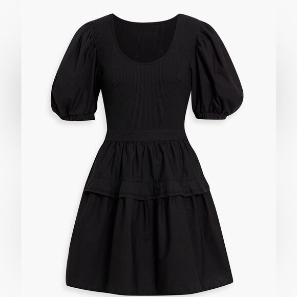 ULLA JOHNSON Tilda Black Mixed Media Mini Dress Small - Picture 5 of 6